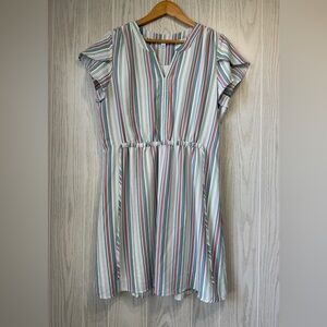 41 Hawthorn Striped Flutter Sleeve Dress – Size XL – EUC